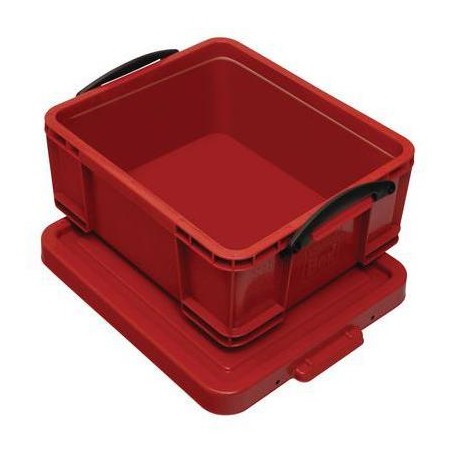 Plastový úložný box s víkem na klip, červený, 18 l