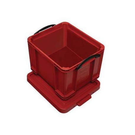 Plastový úložný box s víkem na klip, červený, 35 l
