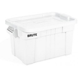 Plastový odolný úložný box Brute s víkem, bílý, 75 l