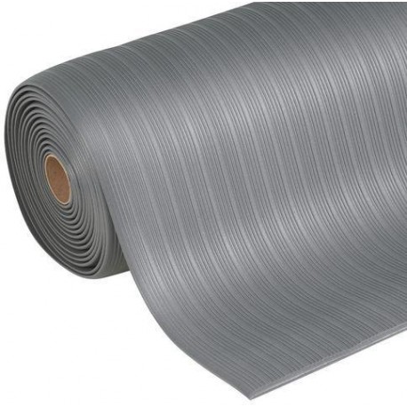 Protiúnavová průmyslová rohož Manutan s rýhovaným povrchem, šířka 60 cm, metrážová, šedá