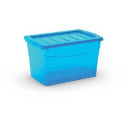 Plastový úložný box s víkem, modrý, 29 l
