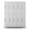 Plechová šatní skříňka na nožkách s 10 boxy BARTEK, 1360 x 1720 x 450 mm, šedá