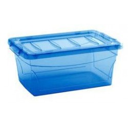 Plastový úložný box s víkem, modrý, 11 l