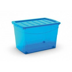 Plastový úložný box s víkem, modrý, 60 l