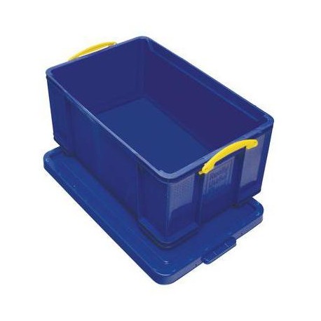 Plastový úložný box s víkem na klip, modrý, 64 l