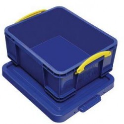 Plastový úložný box s víkem na klip, modrý, 18 l