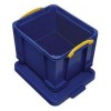 Plastový úložný box s víkem na klip, modrý, 35 l