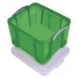 Plastový úložný box s víkem na klip, zelený, 35 l