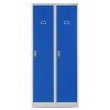 Plechová šatní skříň na soklu s mezistěnou KACPER, 800 x 1800 x 500 mm, šedo-modrá