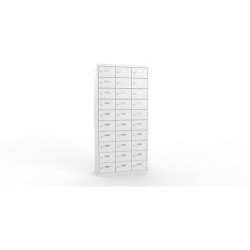 Svařovaná skříň na osobní věci Ron I, 30 boxů, cylindrický zámek, šedá/šedá
