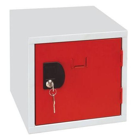 Svařovaný šatní box Manutan John, šedý/červený