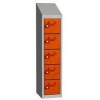 Svařovaná skříň na osobní věci Olaf, 5 boxů, otočný uzávěr, šedá/oranžová