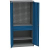 Kovová dílenská skříň na nářadí, 2 zásuvky, 195 x 95 x 50 cm, tmavě šedá/tmavě modrá