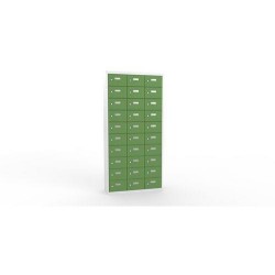 Svařovaná skříň na osobní věci Ron I, 30 boxů, cylindrický zámek, šedá/zelená