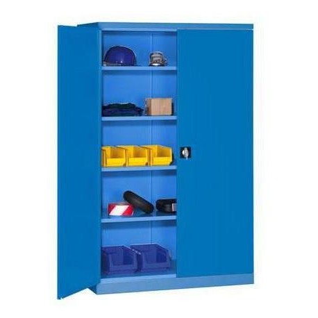 Kovová dílenská skříň, 199 x 100 x 50 cm, modrá/modrá