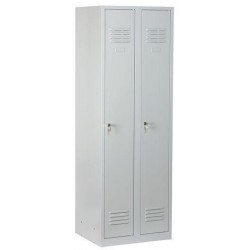 Svařovaná šatní skříň DURO VARIO, šedá/šedá, cylindrický zámek