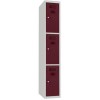 Svařovaná šatní skříň Dean, 3 boxy, cylindrický zámek, šedá/vínově červená