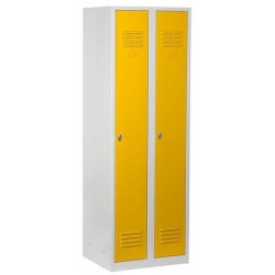 Svařovaná šatní skříň DURO VARIO, šedá/žlutá, otočný uzávěr