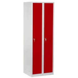 Svařovaná šatní skříň DURO VARIO, šedá/červená, cylindrický zámek