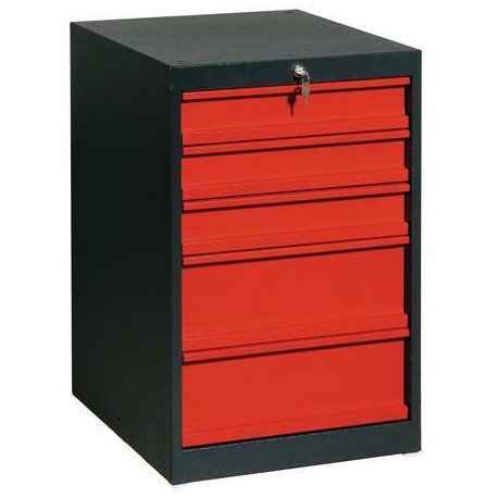 Zásuvkový kontejner, 80 x 51 x 59 cm, 5 zásuvek, antracit/červený