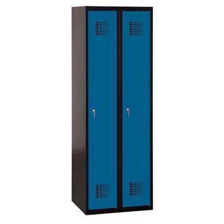 Svařovaná šatní skříň Patrick, 2 oddíly, cylindrický zámek, černá/tm. modrá