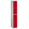 Svařovaná šatní skříň Rafael odlehčená, 2 oddíly, cylindrický zámek, šedá/červená