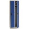 Svařovaná šatní skříň Manutan Alden, 2 oddíly, cylindrický zámek, šedá/modrá