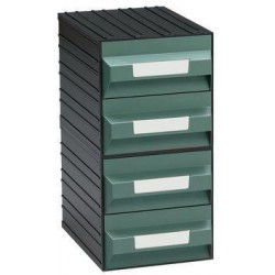 Modulový organizér PS, 4 zásuvky, černý/zelený, 22,5 x 32,2 x 45 cm