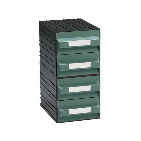 Modulový organizér PS, 4 zásuvky, černý/zelený, 22,5 x 32,2 x 45 cm