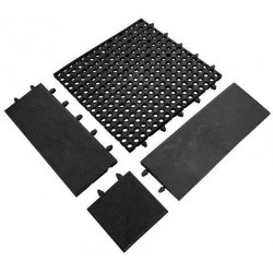 Protiúnavová průmyslová rohož Deck, roh, 4 ks, černá
