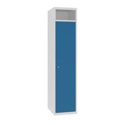 Svařovaná sběrná skříň Gendry, 1 oddíl, cylindrický zámek, šedá/modrá