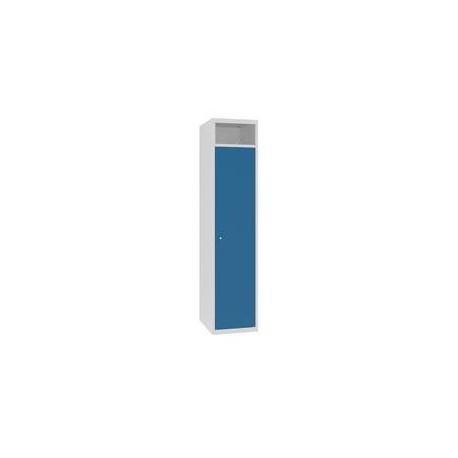 Svařovaná sběrná skříň Gendry, 1 oddíl, cylindrický zámek, šedá/modrá