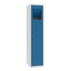 Svařovaná sběrná skříň Ferdinand, 1 oddíl, cylindrický zámek, šedá/modrá