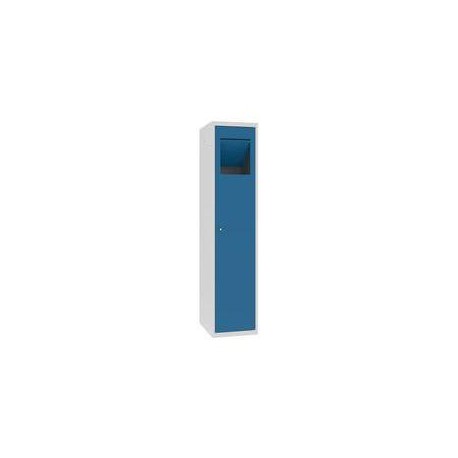 Svařovaná sběrná skříň Ferdinand, 1 oddíl, cylindrický zámek, šedá/modrá