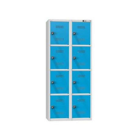 Boxová dobíjecí skříň s mincovním zámkem, 800 x 500 x 1850 mm, zásuvka F, montáž, PLN, šedá-tmavě modrá