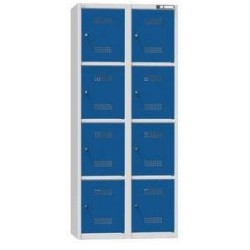 Boxová dobíjecí skříň s cylindrickým zámkem, 800 x 500 x 1850 mm, zásuvka E, montáž, šedá-tmavě modrá