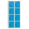 Boxová dobíjecí skříň s mincovním zámkem, 800 x 500 x 1850 mm, zásuvka E, PLN, šedá-tmavě modrá