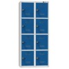 Boxová dobíjecí skříň s mincovním zámkem, 800 x 500 x 1850 mm, zásuvka F, montáž, CZK, šedá-tmavě modrá