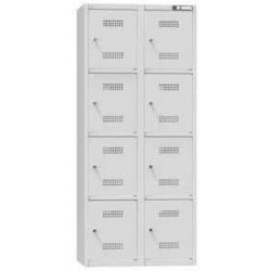Boxová dobíjecí skříň s cylindrickým zámkem, 800 x 500 x 1850 mm, zásuvka E, montáž, šedá-šedá
