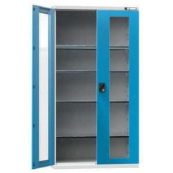 Nářaďová skříň SK1-001S, 1044 x 625 x 1950 mm, šedá-modrá