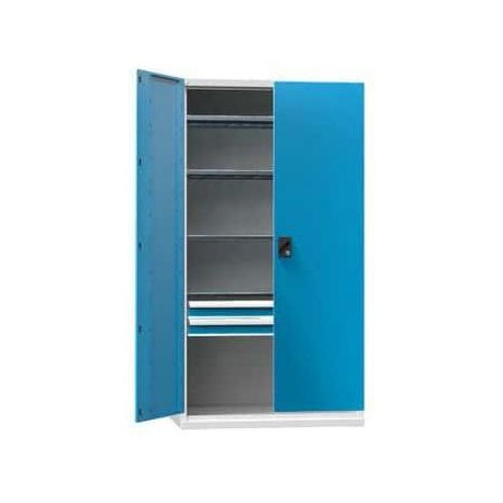 Nářaďová skříň SK1-002, 1044 x 625 x 1950 mm, šedá-modrá