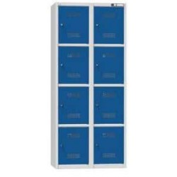 Boxová dobíjecí skříň s cylindrickým zámkem, 800 x 500 x 1850 mm, zásuvka F, montáž, šedá-tmavě modrá