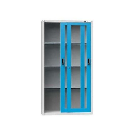Nářaďová skříň SP1-001S, 1044 x 405 x 1950 mm, šedá-modrá