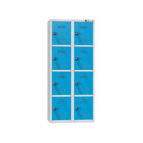 Boxová dobíjecí skříň s mincovním zámkem, 800 x 500 x 1850 mm, zásuvka F, CZK, šedá-modrá