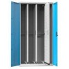 Vertikální skříň s výsuvnými perfopanely, 1044 x 655 x 1950 mm, 3 x panel, šedá-modrá