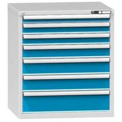 Zásuvková skříň ZK6, 884 x 753 x 990 mm, šedá-modrá