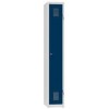 Kovová šatní skříň 1-dvířková na soklu, 300 x 500 x 1850 mm, šedá-tmavě modrá