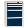 Zásuvková skříň ZN4, 578 x 464 x 840 mm, šedá-tmavě modrá